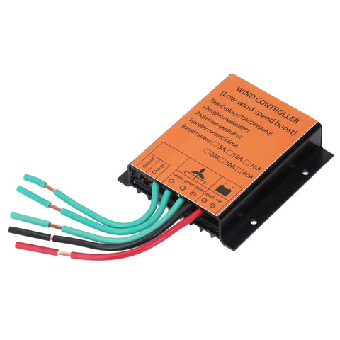 Top Shelf Wind Turbine Controller For 12 Volt And 24 Volt Systems Handles 300 Watts To 1000 Watts With MPPT PWM Charging And 16 Amp Output, showing wiring connections.