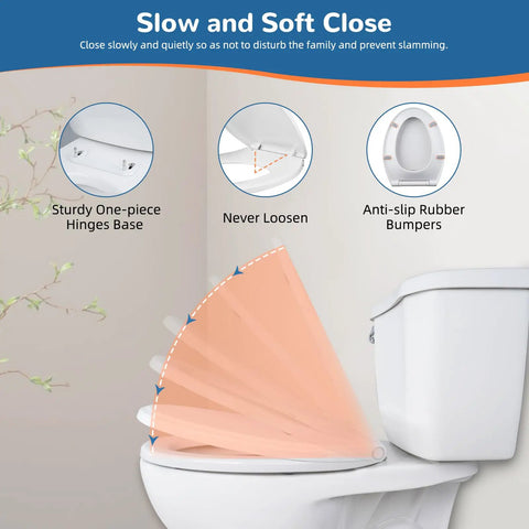 Elongated Soft Close Toilet Seat With One Click Release, Easy Oval Replacement With Bolts Hinges And Bumpers, Universal Fit