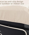 Back view of light beige Outdoor Chaise Lounge Cushion Set 66 By 21 By 4 Inch Waterproof And Fade Resistant with anti-slip design