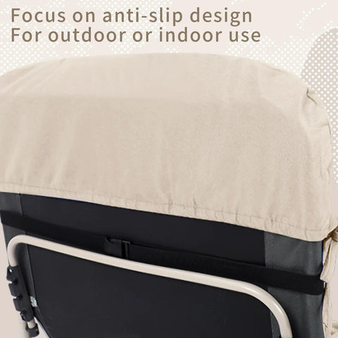Back view of light beige Outdoor Chaise Lounge Cushion Set 66 By 21 By 4 Inch Waterproof And Fade Resistant with anti-slip design