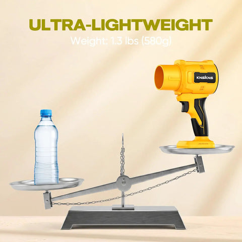 Powerful Cordless Leaf Blower With Two Batteries And Charger Lightweight on scale with water bottle