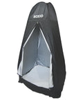 Instant Pop Up Privacy Shelter Tent With Portable Toilet And Outdoor Shower Easy Camping Changing Room For Beach Trips SUV Or Truck Road Gear All Season Outdoor Bathroom Privacy shown open with interior view.