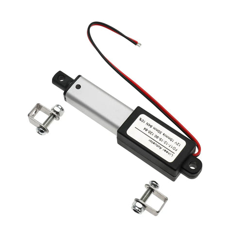 12V Mini Electric Linear Actuator With 1.2 Inch Stroke, 0.6 Inch Per Second Speed, 60N Load, IP54, with mounting brackets