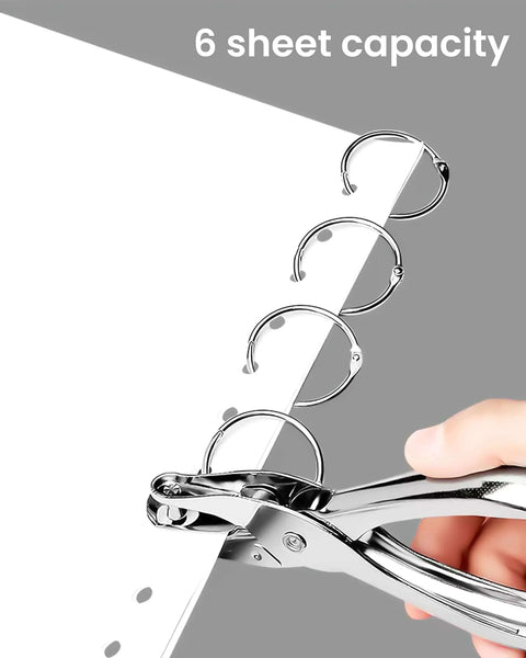 Circle Hole Punch Set Two Piece One Eighth Inch And One Quarter Inch Single Hole Punchers showing 6 sheet capacity in use