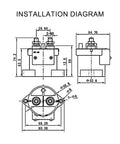 Installation diagram of Bulletproof Heavy Duty Dc Contactor Relay Switch For Electric Car Charger, detailed dimensions provided.