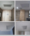 Hassle Free Removable Hvac Return Air Grille Vent Cover Louvered ceiling panel in various room settings.