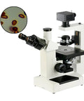 Inverted Biological Microscope 400X Trinocular for Student Labs, Phase Contrast, Long Working Distance Objective, Tissue and Cell Culture Ready, WF10X Eyepieces, 20mm Field of View, 30 Degree Tilt Observation Tube, Photography Ready on white background
