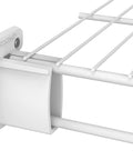 Heavy Duty Preloaded Sidewall Brackets With Anchors For Wire Shelving 500 Pack close-up of white plastic mounting bracket for wire shelving.