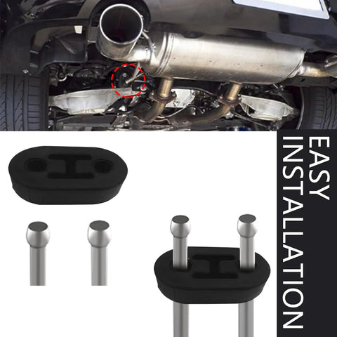 Four Piece Exhaust Hanger Rubber Kit with Universal Polyurethane Insulators installed on car exhaust system