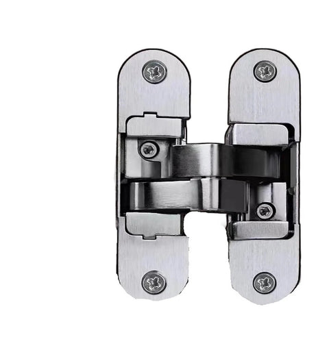 Hidden Cross Hinge for Wooden Doors with 3D Adjustable Alignment and 180 Degree Flat Folding, Invisible Door Hardware