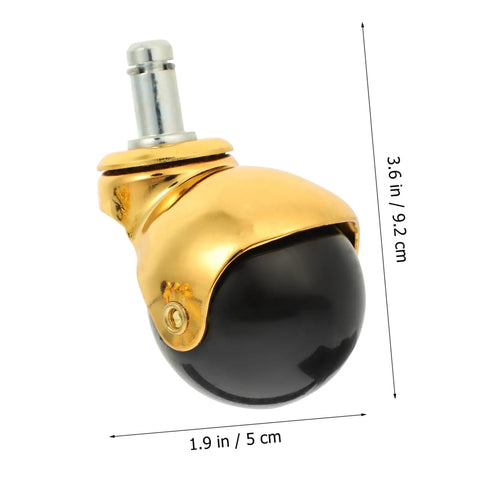 Four Piece Heavy Duty Furniture Caster Wheels With Smooth Gliding Bearings, 3.6 in size, black and gold design for various furniture.