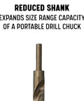 Five Eighths Inch Reduced Shank Cobalt Drill Bit With Half Inch Shank For Hard Metals Stainless Steel And Nickel Alloys