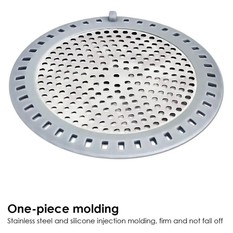 Stainless steel mesh shower drain hair catcher with soft silicone edging, 4.75 inch diameter, rust resistant design