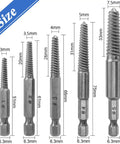 10 Piece Broken Screw Extractor Set For Stripped Screws And Busted Bolts Drill Bit Kit With Quarter Inch Hex Shank Easy Out Remover Includes Five Sizes One To Five For Fastener Extraction, sizes 1-5 displayed