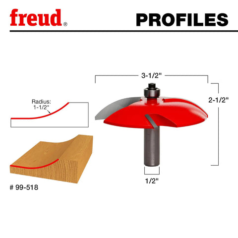 3-1/2 Inch Raised Panel Router Bit With 1/2 Inch Shank For Cabinets And Wall Panels, Cuts Plywood, Hardwoods, And Softwoods