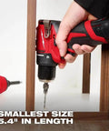 Subcompact Brushless Cordless Drill Driver With A Metal 3 8 Inch Chuck And Dual Speed Gears Built For Tight Corners And Hefty Job Sites Where Pros Want A Rock Solid Bare Tool Setup, shown in use in a tight space, 5.4 inches long.