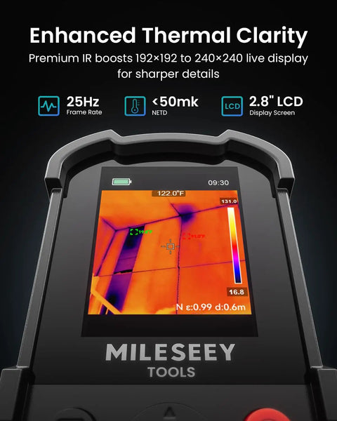TR10 Thermal Imaging Camera Pro Grade Handheld Infrared Imager With 192 By 192 Resolution, display showing thermal data