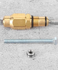 Heavy Duty Unloader Valve For Pressure Washer Universal Fit Durable Metal Construction Reliable Pressure Control Pump Accessory For Home Industrial And Agricultural Use Compatible With AR42118. Metal valve with fittings on concrete background.