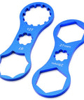 Aluminum Alloy Fork Cap Wrench Set Two Pack Pro Grade For Bike Suspension Cap Removal And Installation Spanners Tools For Repairing 27mm 28mm 8T 12T Forks Compatible With XCM XCR XCT RST EPIXON