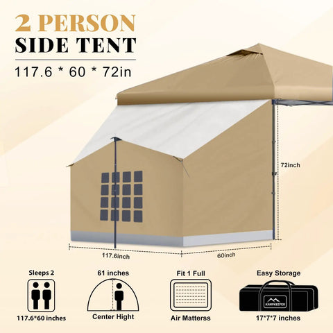Two Person Canopy Side Tent For 10x10 Or 10x20 Gazebos With Mesh Window Easy Up Cube Tent For Camping Storage Or Events