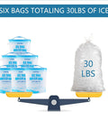 6 Pack Reusable Ice Bags For Cooler 11x14 Inches Each Hold 5 Pounds Of Ice Leakproof With Sealed Sliding Handle Keeps Ice Cold Longer