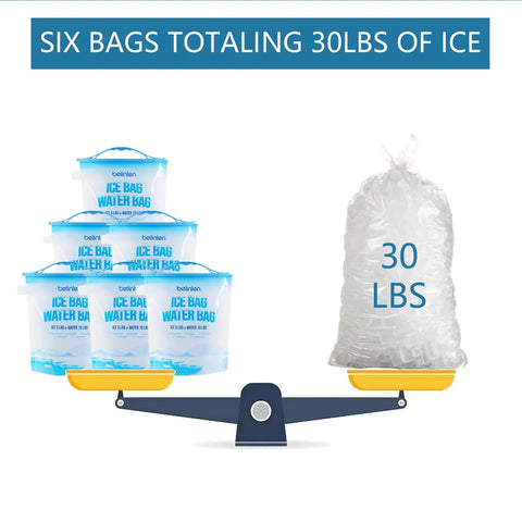 6 Pack Reusable Ice Bags For Cooler 11x14 Inches Each Hold 5 Pounds Of Ice Leakproof With Sealed Sliding Handle Keeps Ice Cold Longer