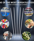 8 Inch Self Locking Nylon Cable Ties Heavy Duty White 100 Pack For Indoor And Outdoor Use, shown in multiple use cases