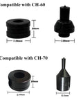 Compatible CH-70/CH-60 Hydraulic Round Hole Punch Die Set for Steel, Copper, Aluminum, shown in different dimensions