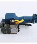 Portable Handheld Strapping Machine With Auto Tension Seal And Instant Cutter, side view showing tension control and handle.