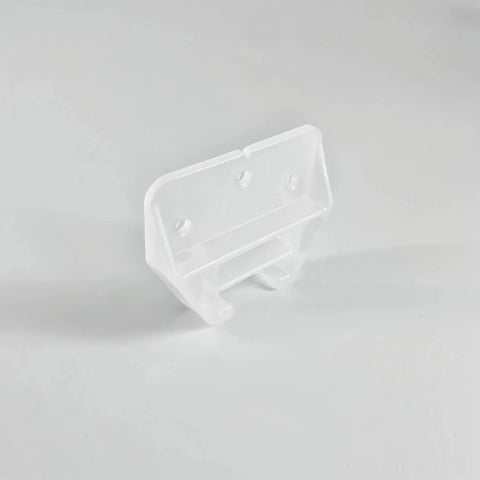 12 Piece Plastic Drawer Guides With Mounting Screws, Center Mount Glide Rails For Dressers And Cabinets, No Sweat Furniture Repair Hardware That Rolls Smooth As Silk - White plastic glide bracket with holes for installation.