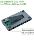Blazing Fast Portable Nvme Usb4 Type C External Ssd Drive With Rock Solid Aluminum Enclosure showing M-key SSD compatibility.