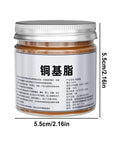 Jar of Copper Anti Seize Thread Lubricant Paste For Cars Pro Grade Auto Maintenance Grease 100g with measurements