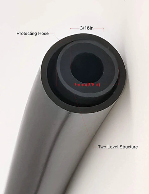 Close-up of oil resistant high temperature fuel hose, part of Generator Fuel Line Kit 3/16 Inch ID, 3/8 Inch OD, 39 Inch Long With 20 Clamps.