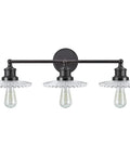 Three Light Metal Bathroom Vanity Wall Light Fixture 38 Inch Wide In Oil Rubbed Bronze With Clear Glass Shade Includes Three 60 Watt S19 Vintage Edison Bulbs UL Listed For Bathroom Use