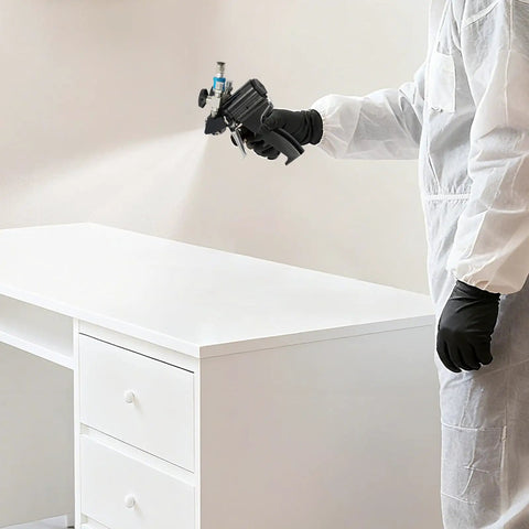 Heavy Duty PU Foam Spray Gun Featuring Slick Pneumatic Trigger And Self Cleaning Design For Polyurethane Insulation in use.