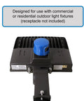 Twist-Lock Photocell Sensor For Outdoor LED Lighting Dusk To Dawn Control 120-277V shown with blue top on black fixture