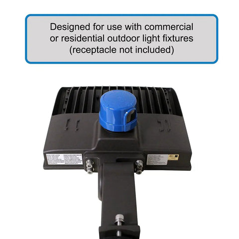 Twist-Lock Photocell Sensor For Outdoor LED Lighting Dusk To Dawn Control 120-277V shown with blue top on black fixture