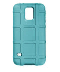 Kickass Rugged Field Case For Samsung Galaxy S5 In Fresh Teal with PMAG ribs and raised screen guard, semi-rigid design.