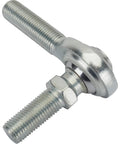 3/8 Inch RH Male Heim Joint Rod End With Stud Zinc Plated Steel And Teflon Lined Spherical Bearing showing smooth pivot design.