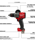 Knockout 1/2 Inch M18 Fuel Brushless Cordless Drill Driver with side handle, 1400 in-lb torque, compact design, and features.