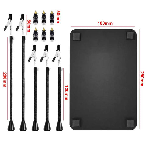 Beefy Magnetic Helping Hands Soldering Station with Heavy Duty Metal Base, 6 PCB holders, 5 flexible arms, 360° alligator clips.