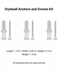 Diagram of Drywall Anchors And Screws Kit For Hollow Walls, Prepaired Plastic Wall Anchor Set In Yellow with measurements.