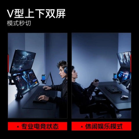 Side view of Badass Single Monitor Desk Mount Arm With Full Range Motion, showcasing smooth adjustments for gaming setup.