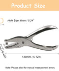 Handheld 6mm Circle Hole Punch Single Hole Puncher Metal Craft Punch Tool dimensions shown with handy non slip grip.