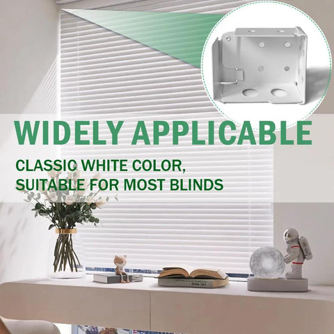 Image showcasing widely applicable mini blind brackets for low profile white window blinds with classic white color and strong support.