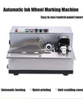 Stainless Steel Automatic Ink Wheel Coding Machine For Batch Numbers And Dates Wide Application On Labels Solid Dry Ink Printer For Industrial Use High Durability Anti Corrosion Heating System control panel view.