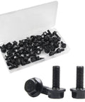 M6 Flanged Hex Bolts 1.0 x 16mm With External Flange Hex Drive Heavy Duty Alloy Steel Class 10.9 Black Oxide Finish Fully Threaded Rust Resistant Fasteners For Machinery Auto Projects 50 Pack