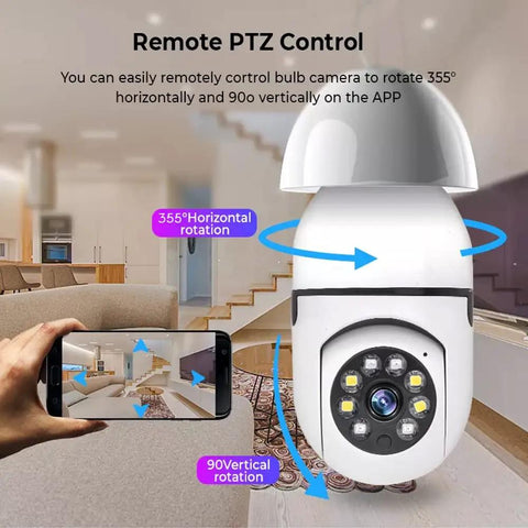 1080P Light Bulb Camera With Night Vision And 360 Degree Wireless WiFi Security Motion Detection Alarm Plug And Play E27 Socket
