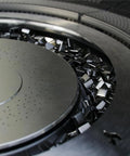 Close-up of Infinity Flame Propane Fire Pit Outdoor Gas Table with Smokeless Signature Flame Design, stainless steel detail