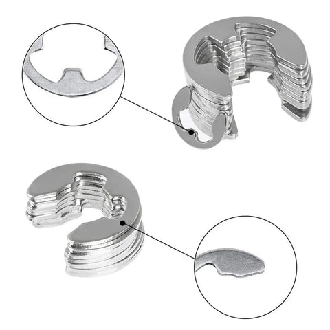 Massive 200 Piece External Snap Ring Kit With Ten Sizes E Clip Rings In 304 Stainless Steel Open Rings One Point Five To Ten Millimeters